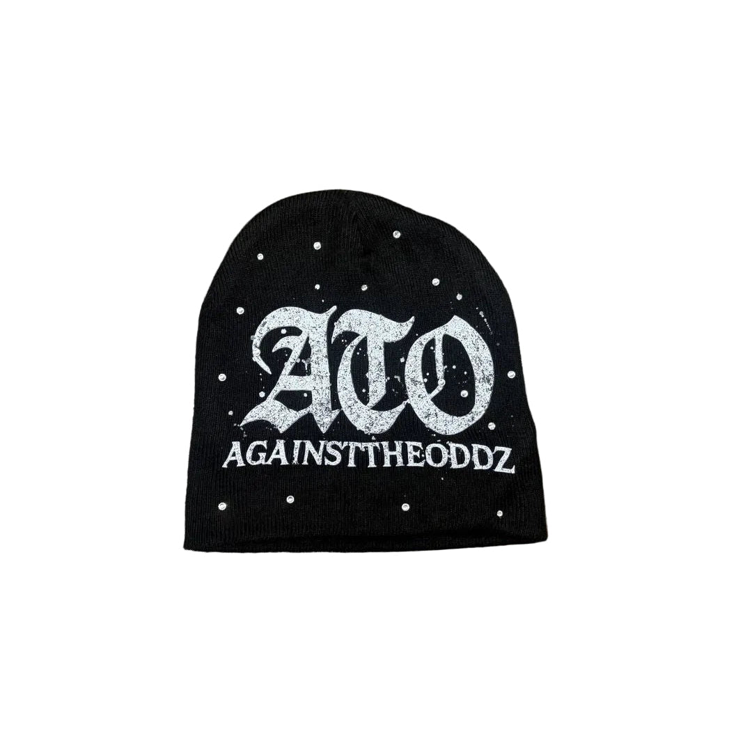 ATO Black Logo Rhinestone Beanie