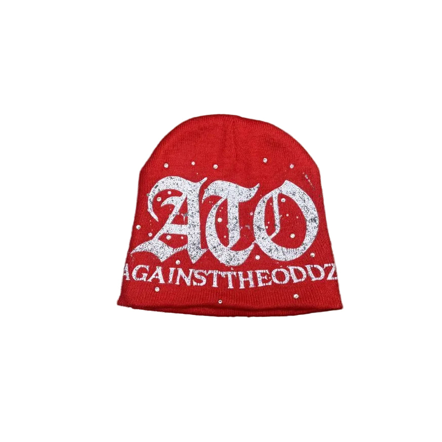 ATO Red Logo Rhinestone Beanie