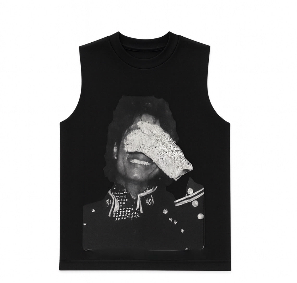 MICHAEL JACKSON SLEEVELESS GLOVE TEE - BLACK