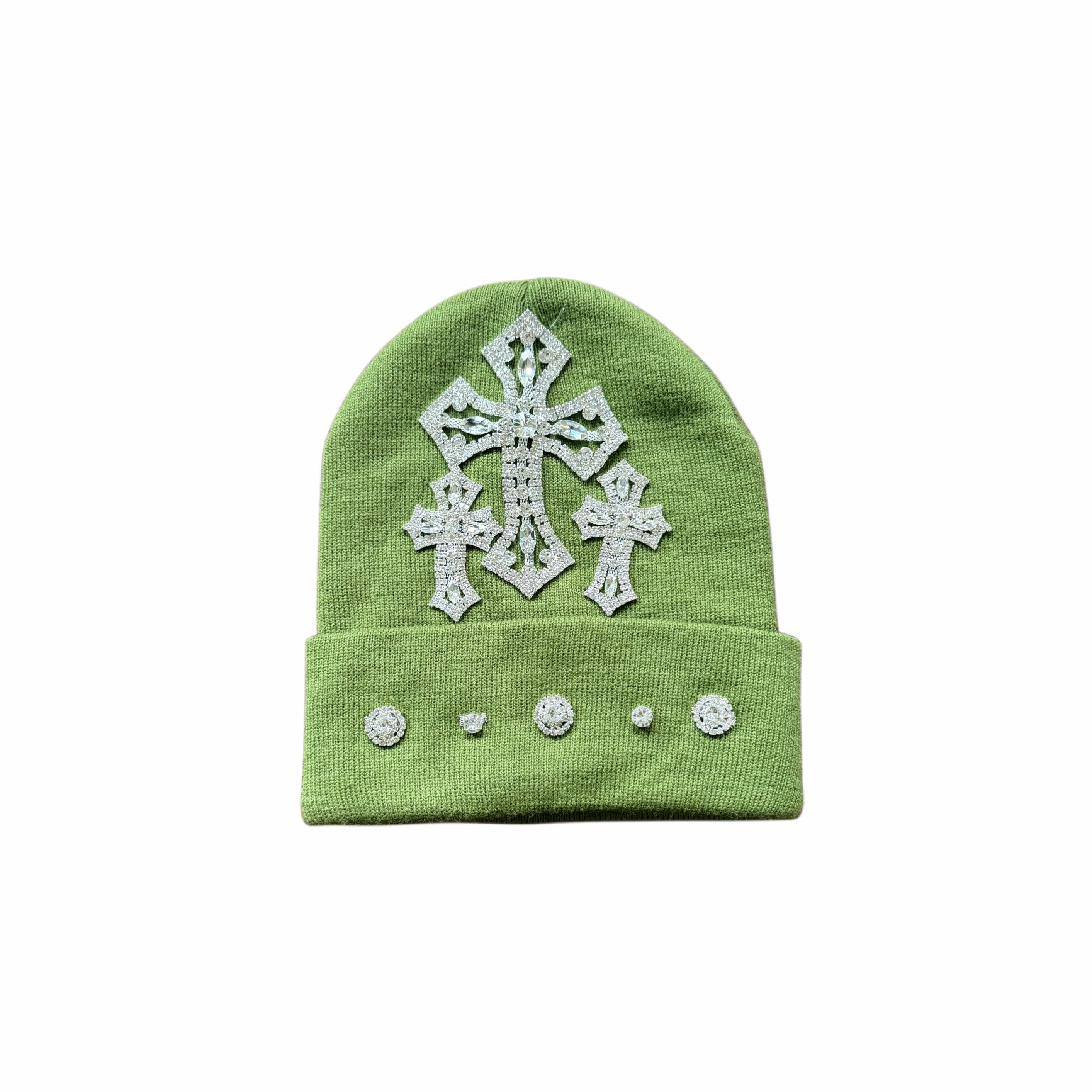 ATO SLMJ CROSS RHINESTONE BEANIE - EMERALD
