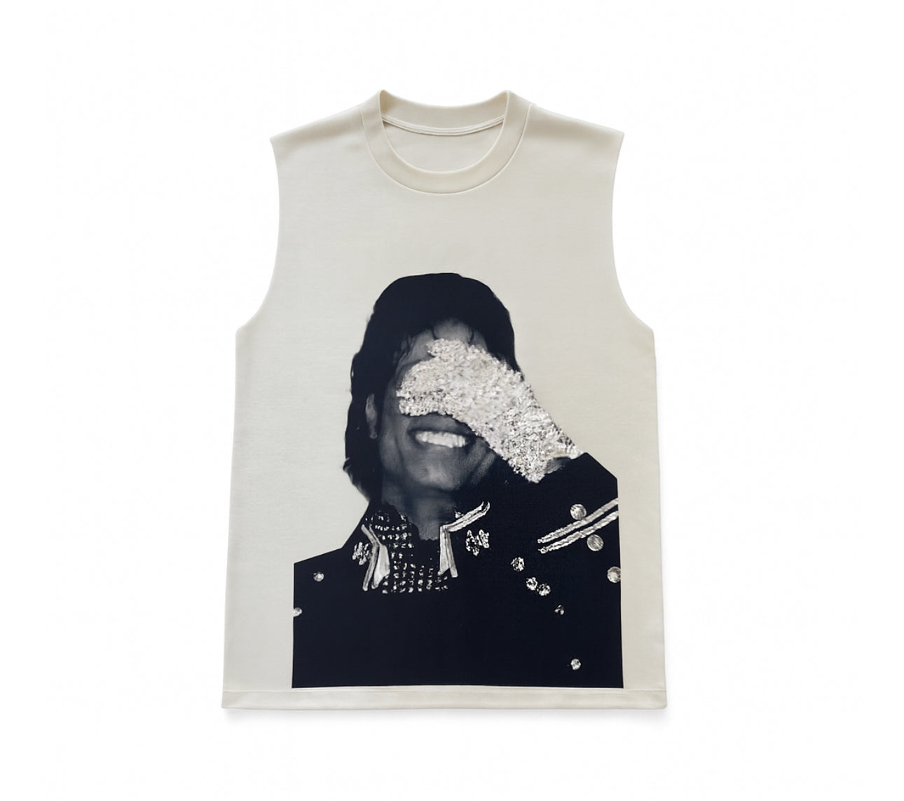 MICHAEL JACKSON SLEEVELESS GLOVE TEE - WHITE