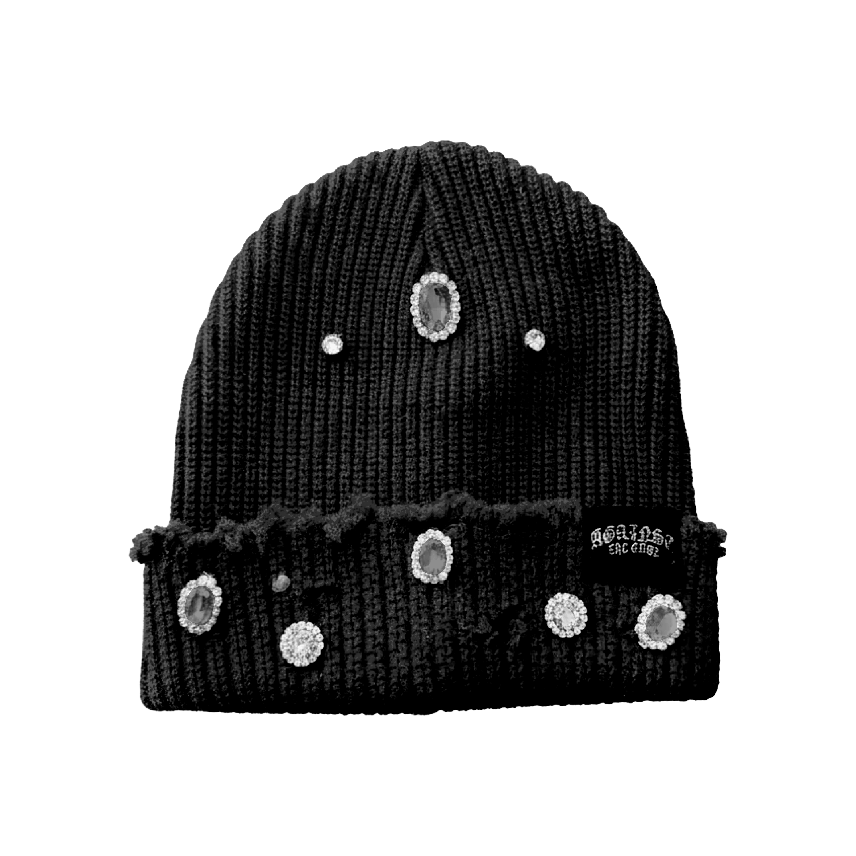 ATO RHINESTONE BEANIE - BLACK