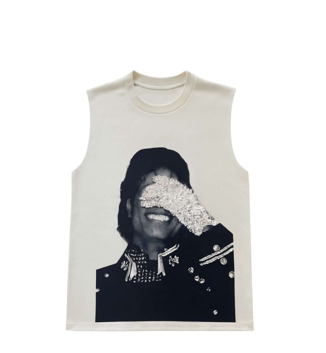White Mj Sleeveless Glove Tee