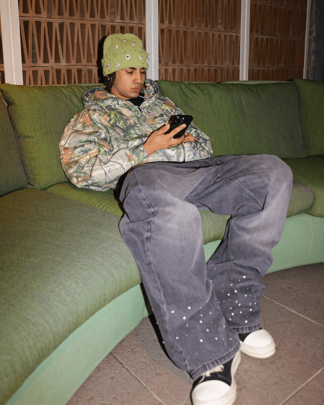 Green ATO Rhinestone Beanie