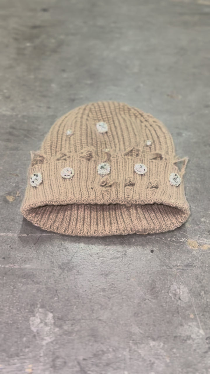 Brown ATO Rhinestone Beanie