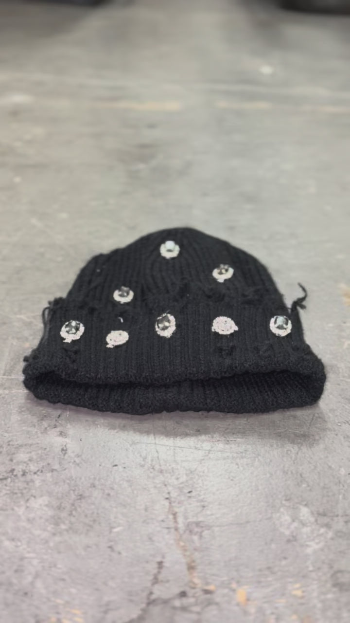 Black ATO Rhinestone Beanie